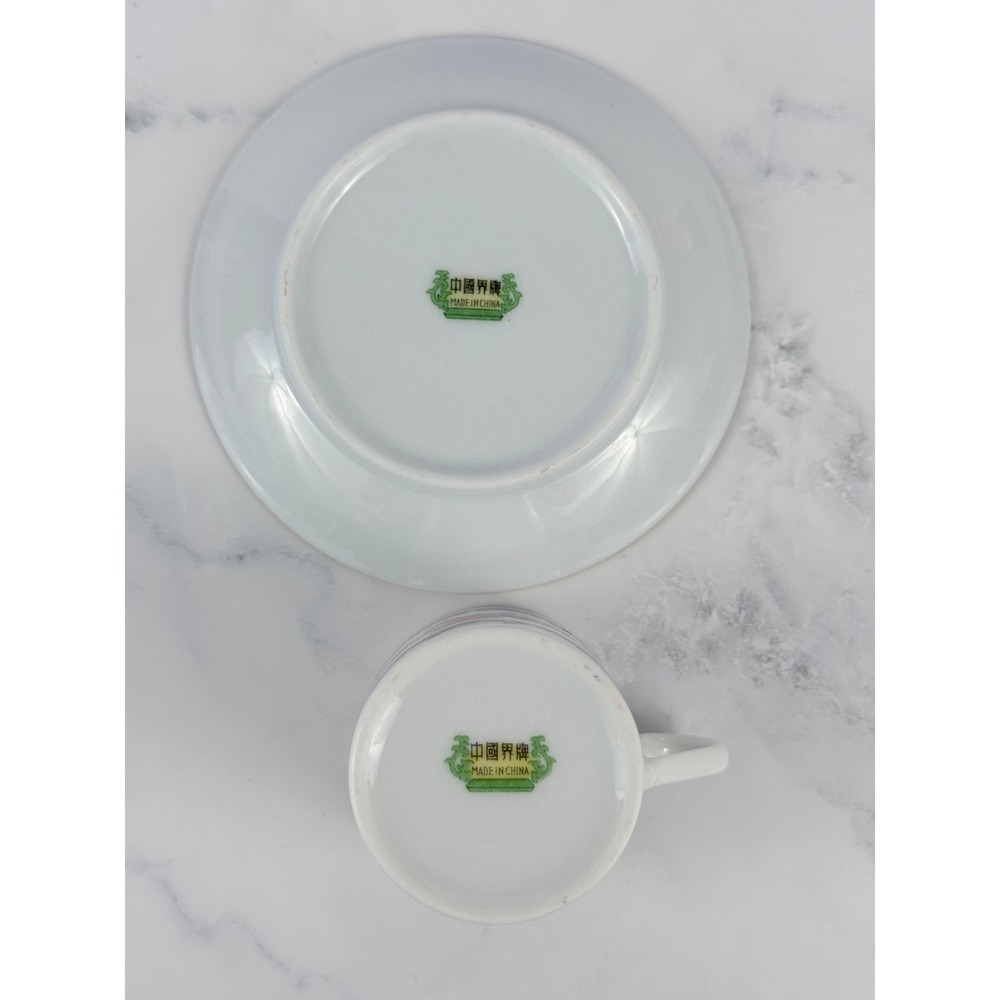 VTG Mini Demitasse Espresso Porcelain Teacup and Saucer Pink Blue Floral - Picture 5 of 9